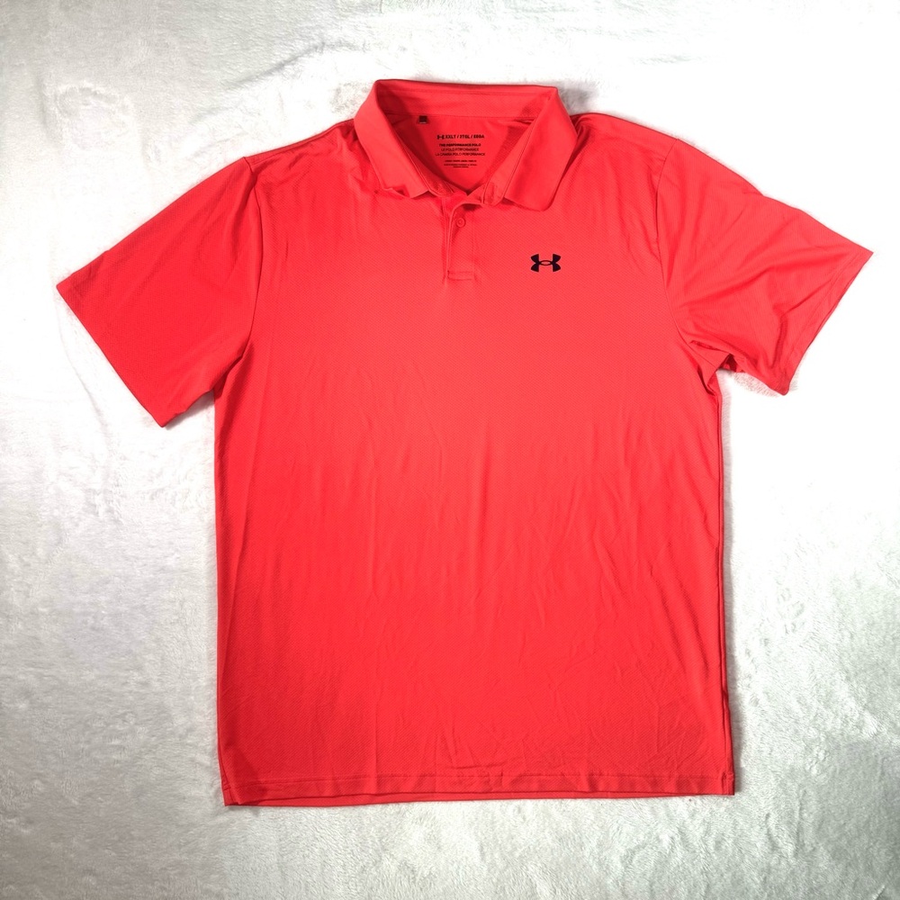 Under Armour The‎ Performance Polo Mens XXLT Coral Pink Short Sleeve Golf Casual